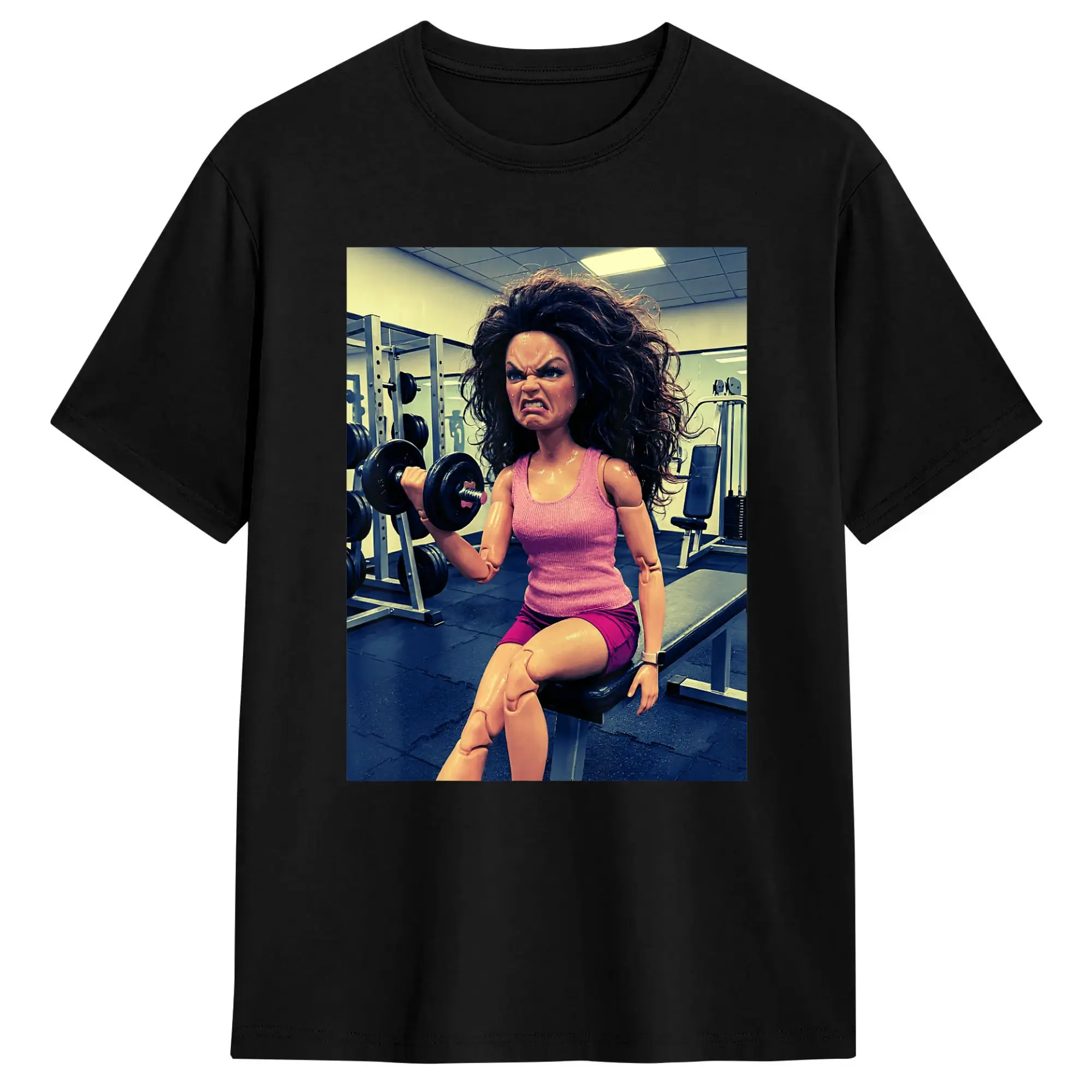 T-shirt humoristique et sarcastique avec motif de poupée en colère, idéal pour l'été, en pur coton, confortable et coupe oversize