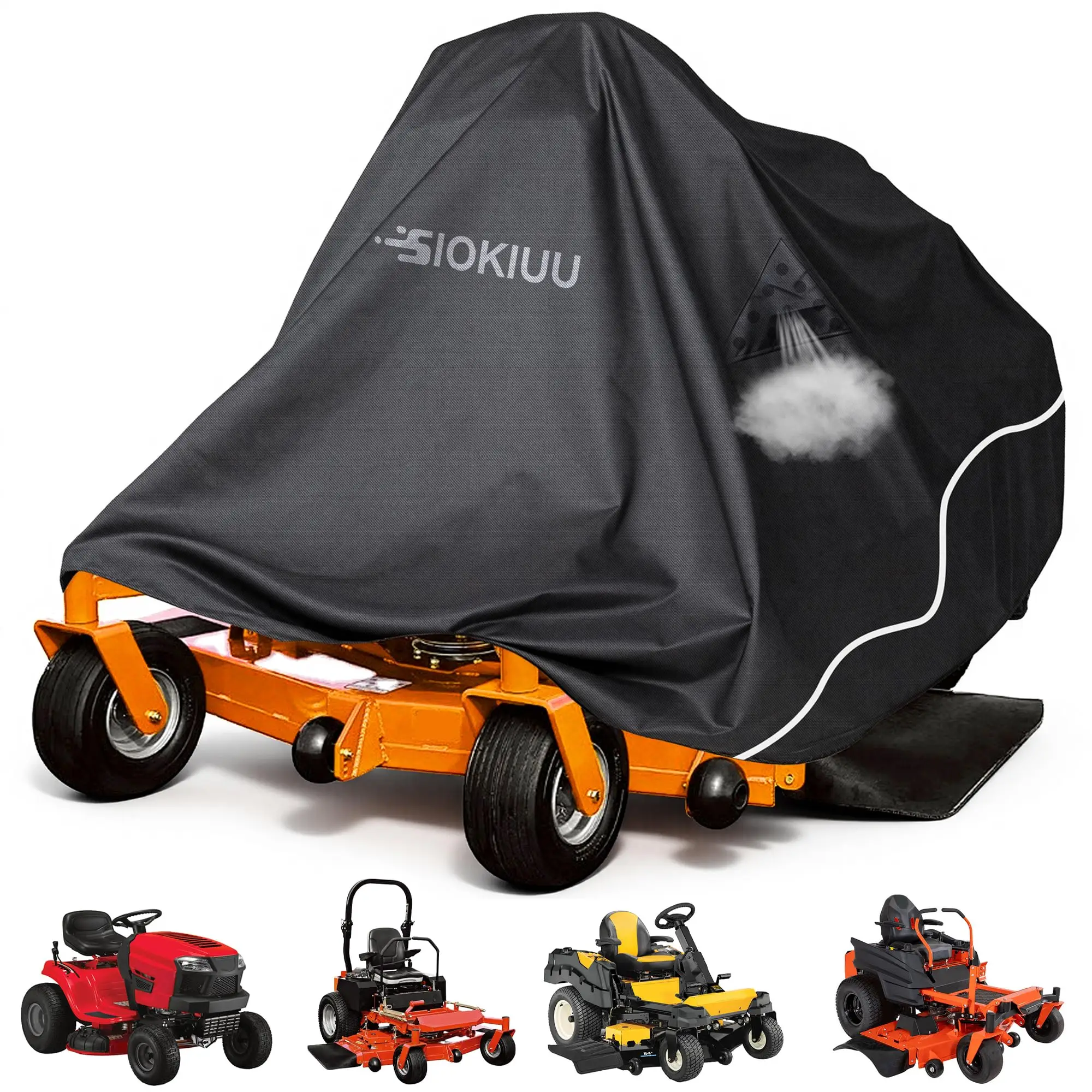 

Zero Turn Mower Cover Heavy Mower Duty Riding Tractor Covers Shed Outdoor Lawn Mower Storage Accessories Fits Decks up to 60", 600D Polyester Oxford