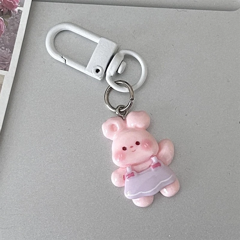 Mini Rabbit Keychain Cute Cartoon Backpack Decoration Fashion Girl Students Key Ring Korean Simple Bag Accessories Jewelry Gift