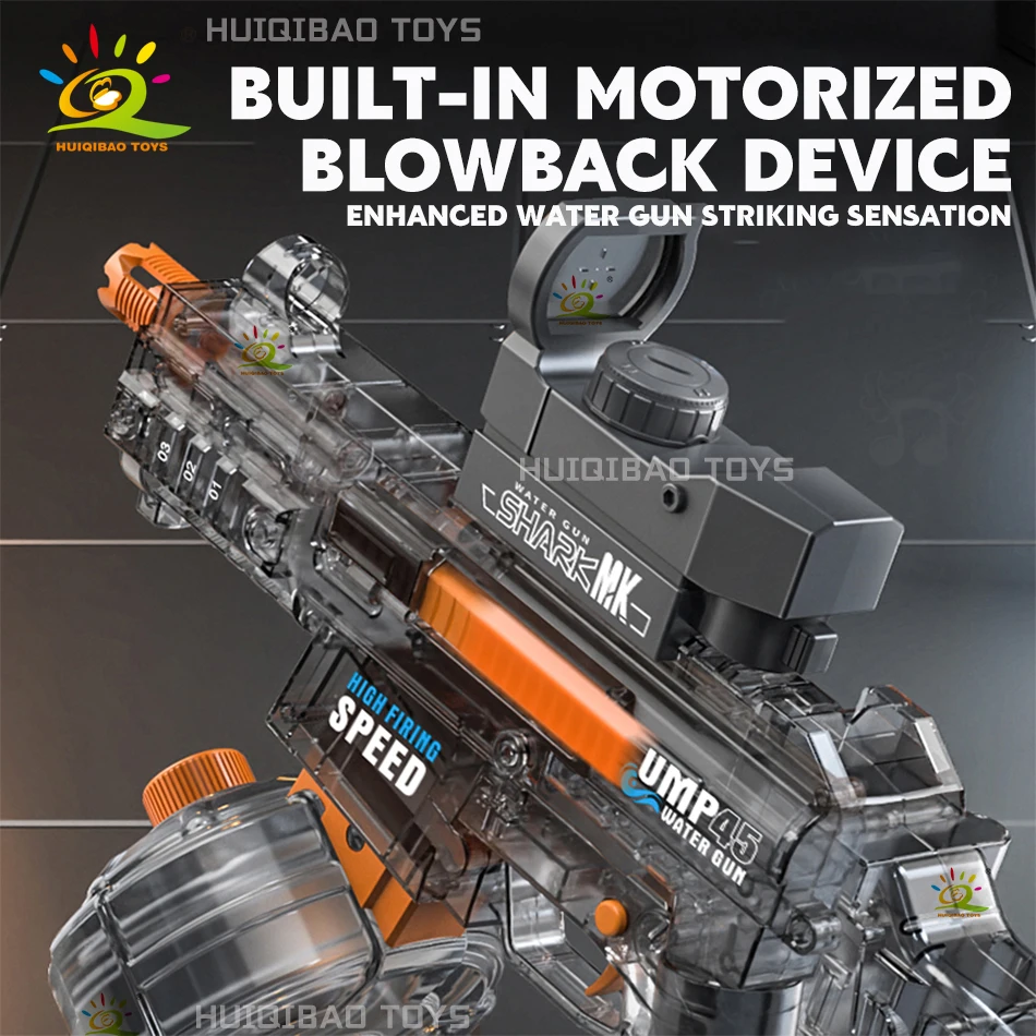 HUIQIBAO 2025 التلقائي الكهربائية UMP45 رشاش المياه يقاتل لعبة الصيف المياه في الهواء الطلق الشاطئ حمام سباحة لعب الكبار الاطفال #5