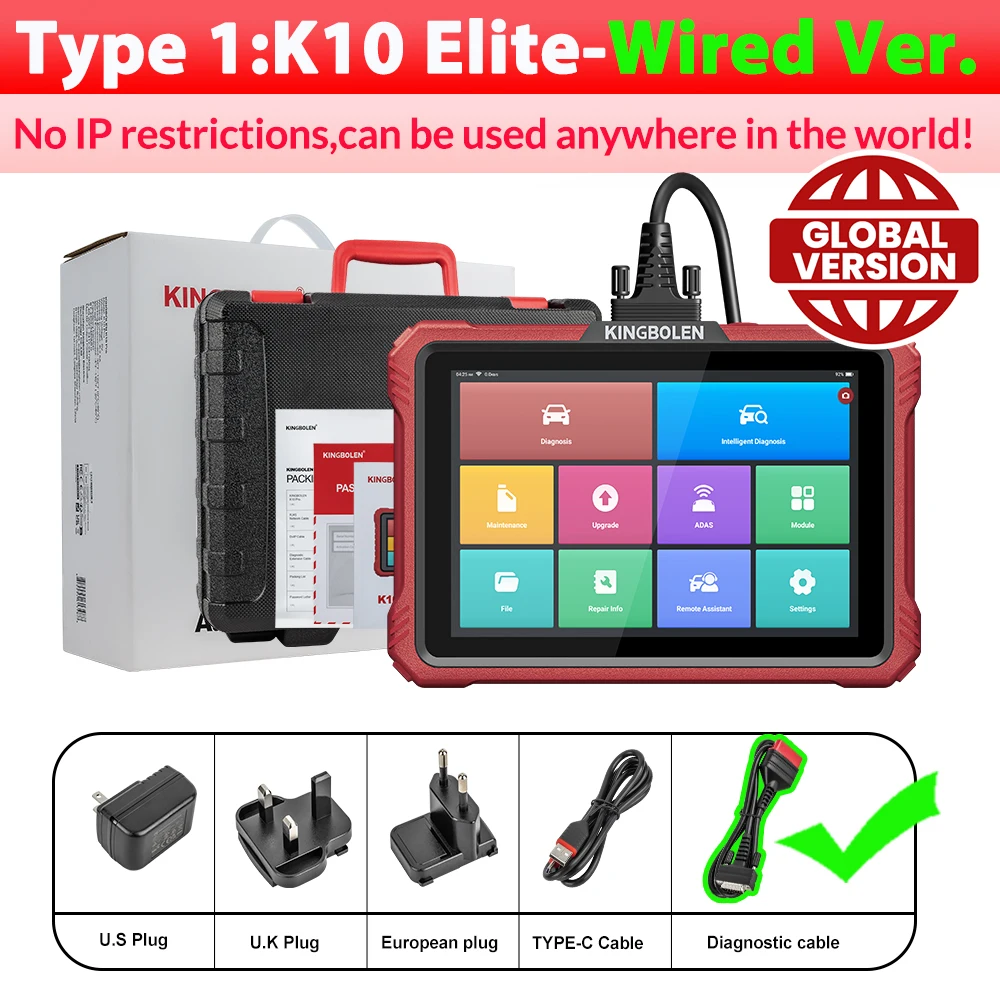 【2 jaar gratis update】KINGBOLEN K10 PRO ELITE OBD2 Scanner ECU-codering 40+ service CANFD FCA Diagnostisch hulpmiddel voor alle systemen Actieve T