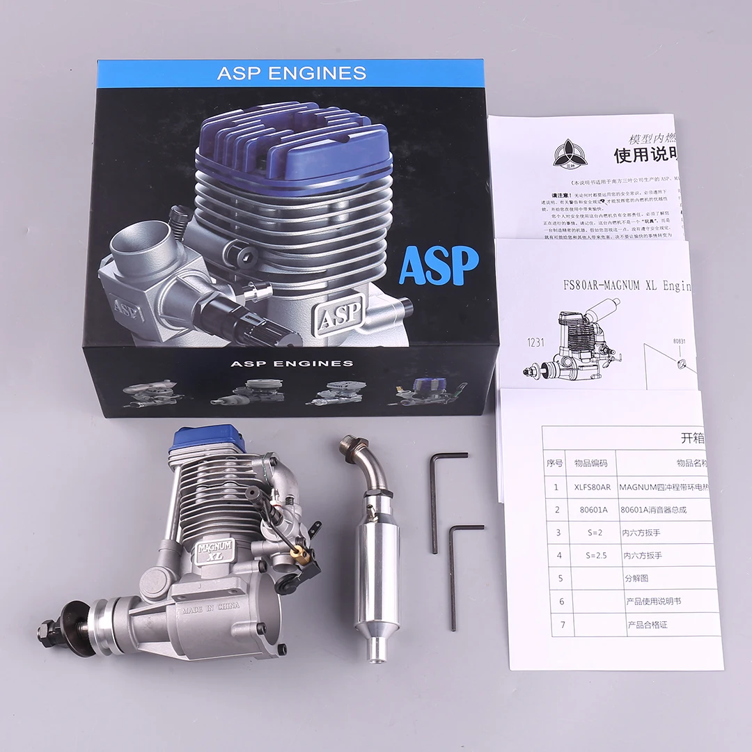 

ASP FS80AR 12.8cc 80-Grade Scale Four-Stroke RC Model Engine for Fixed-Wing Aircraft Airplane Methanol/Nitro Motor
