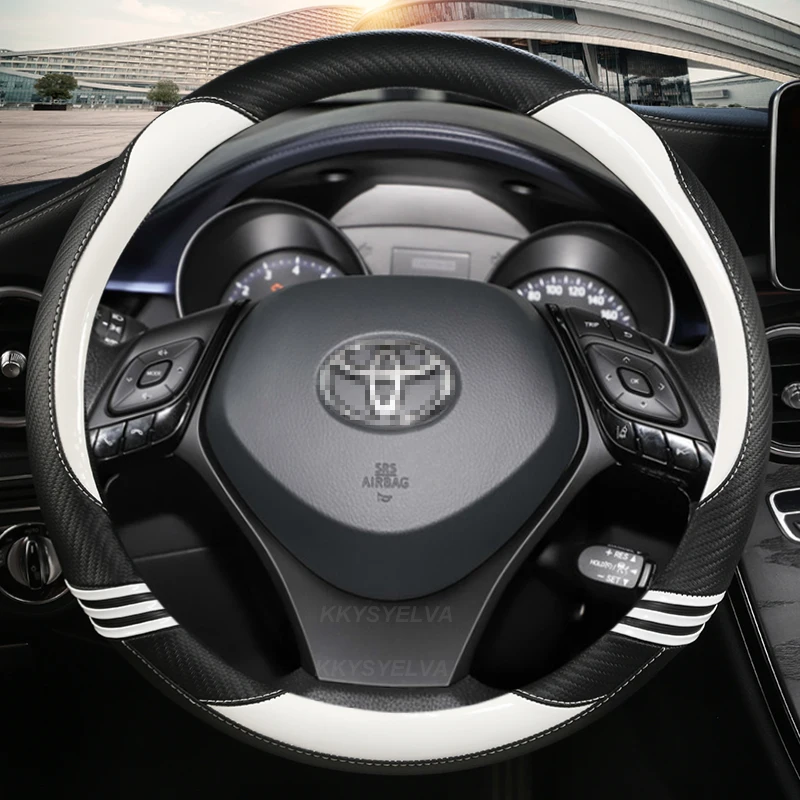 Carbon Fiber Leather Sport Car Steering Wheel Cover For Toyota C-HR CHR 2017 2020 2021 2022 Izoa 2018 2019 2021 Auto Accessories