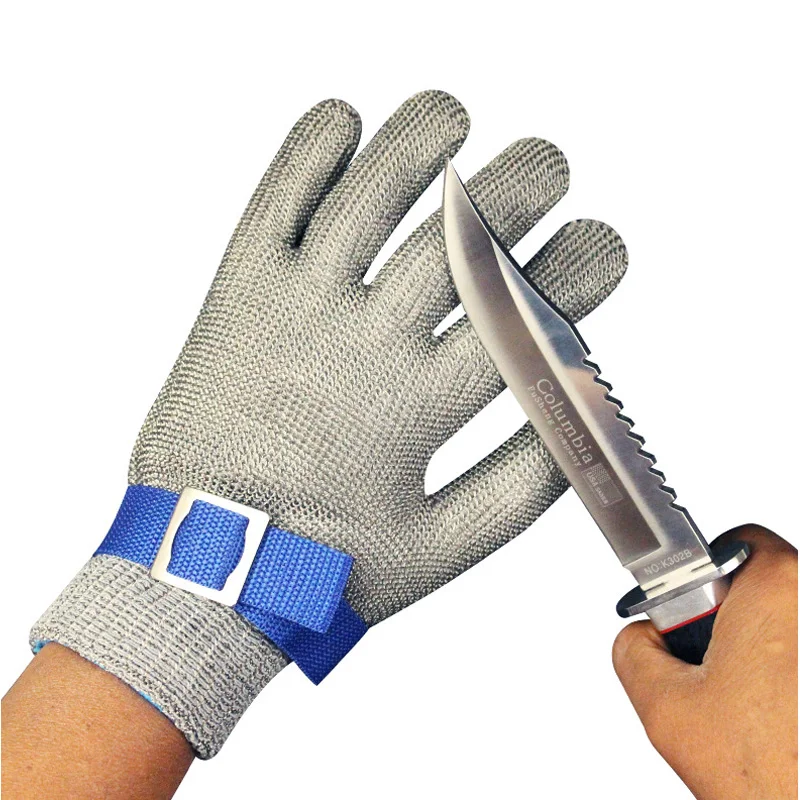 The Steel Wire Metal Mesh Gloves Safety Anti Cutting Wear Resistant Kitchen Butcher Working Gloves Self Defense