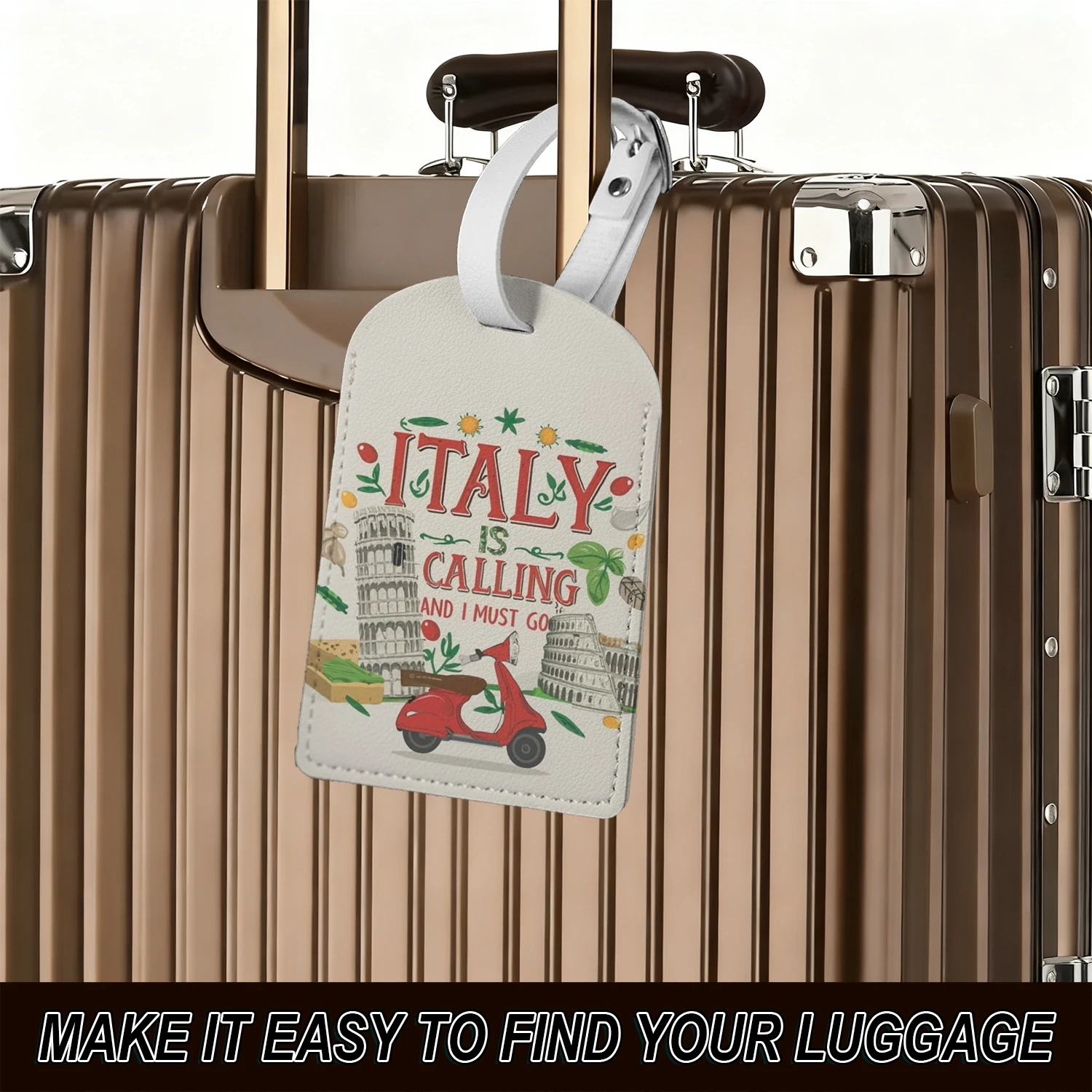 

Italy Themed Luggage Tag Exclusive PU Material Label for Bags Perfectly Fits Suitcases And Backpacks Suitable for Outdoor
