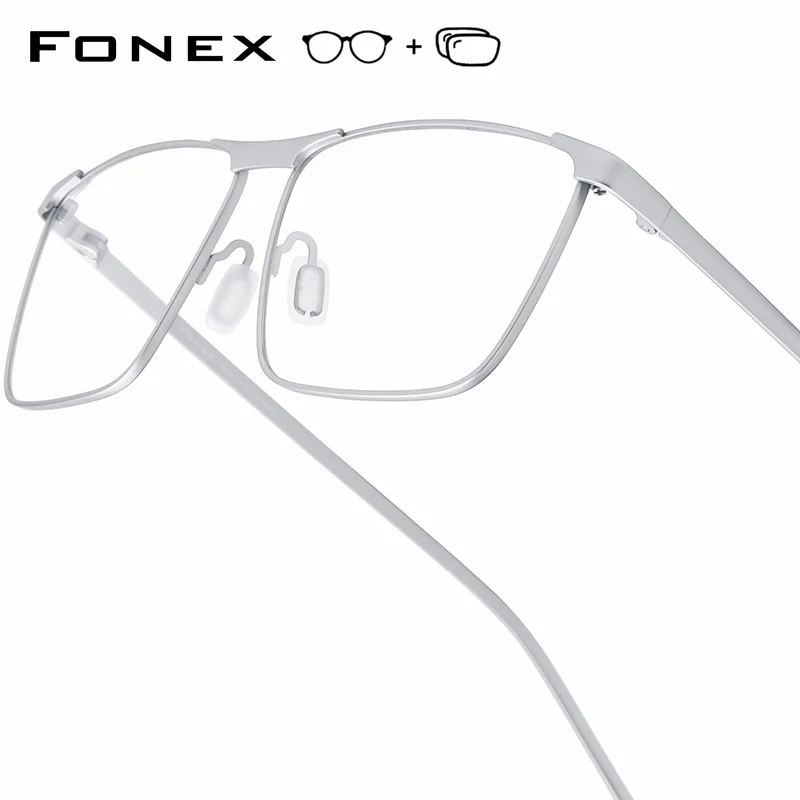 FONEX Progressive Prescription Glasses Anti Blue Myopia Optical Lenses Eyewear Men Custom Square Eyeglasses Titanium Frames 8526