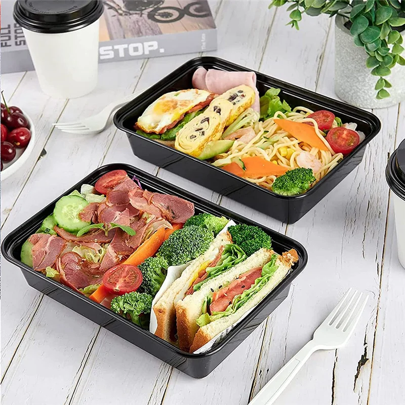 Contenitori per la preparazione dei pasti in confezione da 50 contenitori per alimenti riutilizzabili in plastica Bento Box per la conservazione degli alimenti Lunch Box