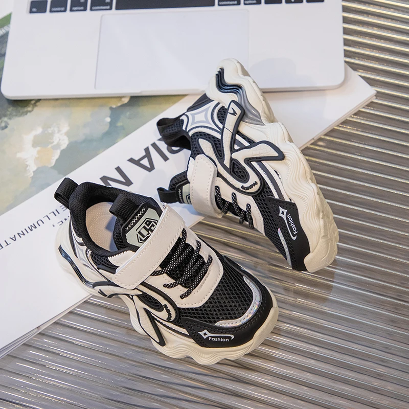 

Mesh Breathable Children Fashion Shoes Thick Soft Sole Trendy Students Sneakers Pink Non-slip 2026 Brand New Kids Running Shoes