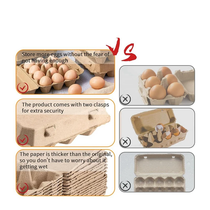 20 Pack Egg Cartons, Paper Pulp Square Egg Cartons Eggs, Egg Cartons Container Empty Egg Tray Pulp Egg Holder