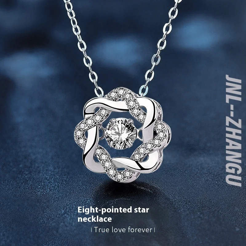 

Moissanite925Pure Silver Eight-Pointed Star Necklace Pendant Accessory Clavicle Chain for Women High-End Feel Non-Fading
