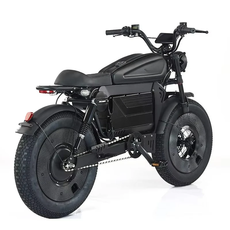 BS S Retro Electric Motorcycle Black Rider Electric Off-Road Motorcycle Fat Tire Snow Electric Vehicle