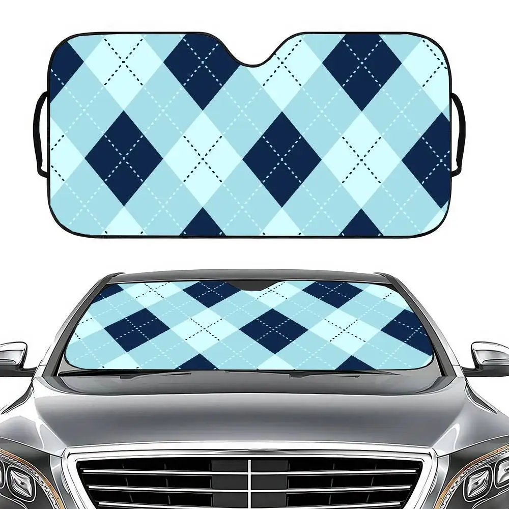 

Geometric Checkered Foldable Car Windshield Sunshade - Universal For Truck/SUV, Sun Blocker
