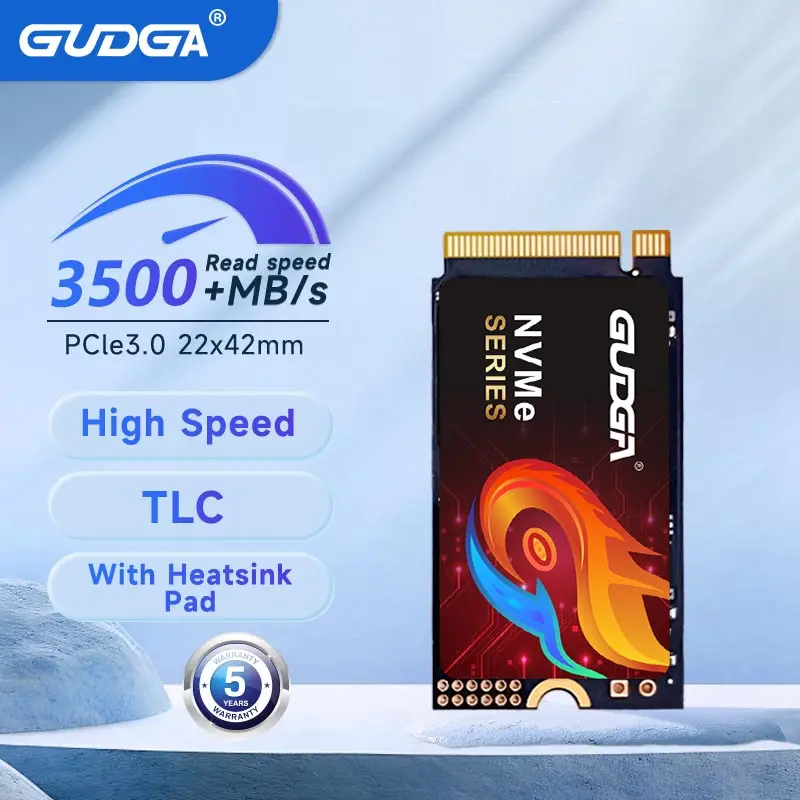 GUDGA NVMe M2 SSD 128GB 256GB 512GB 1TB NAND 플래시 TLC 내장 하드 드라이브 PCIe 3.0 2242, 노트북 데스크탑 태블릿용 