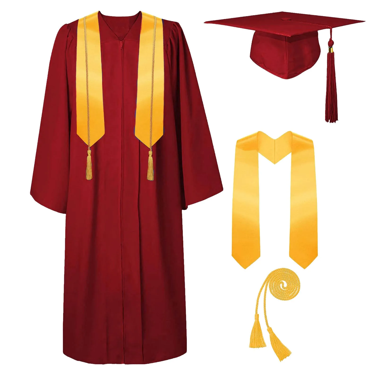 Graduation Gowns College Graduation Caps Uniform Set with Tassel Stole 2024 Seal European American Style for Bachelor Graduation