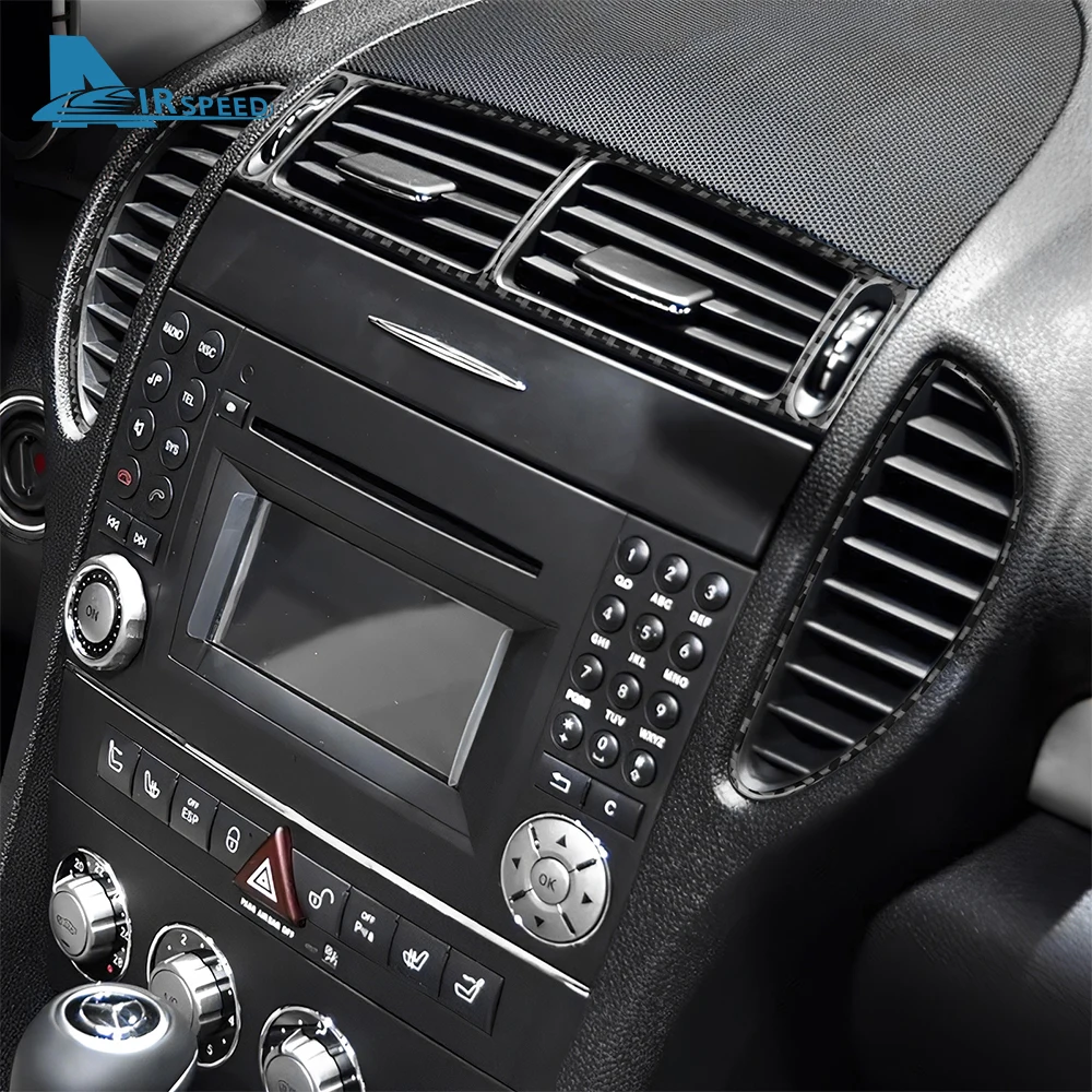 Real Soft Carbon Fiber Trim Sticker For Mercedes Benz SLK R171 2004 2005 2006 2007 2008 2009 2010 Central Air Outlet Accessories view 4