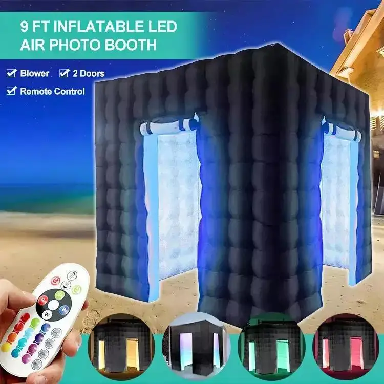 Hot Sale LED Inflatable Photo Booth Enclosure with Blower Photo Booth Tent for  Party Event Portable Enclosure Backdrop