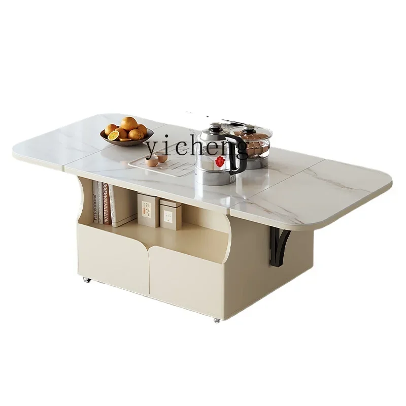 

TQH foldable coffee table living room household small apartment simple modern rock slab tea integrated tea table