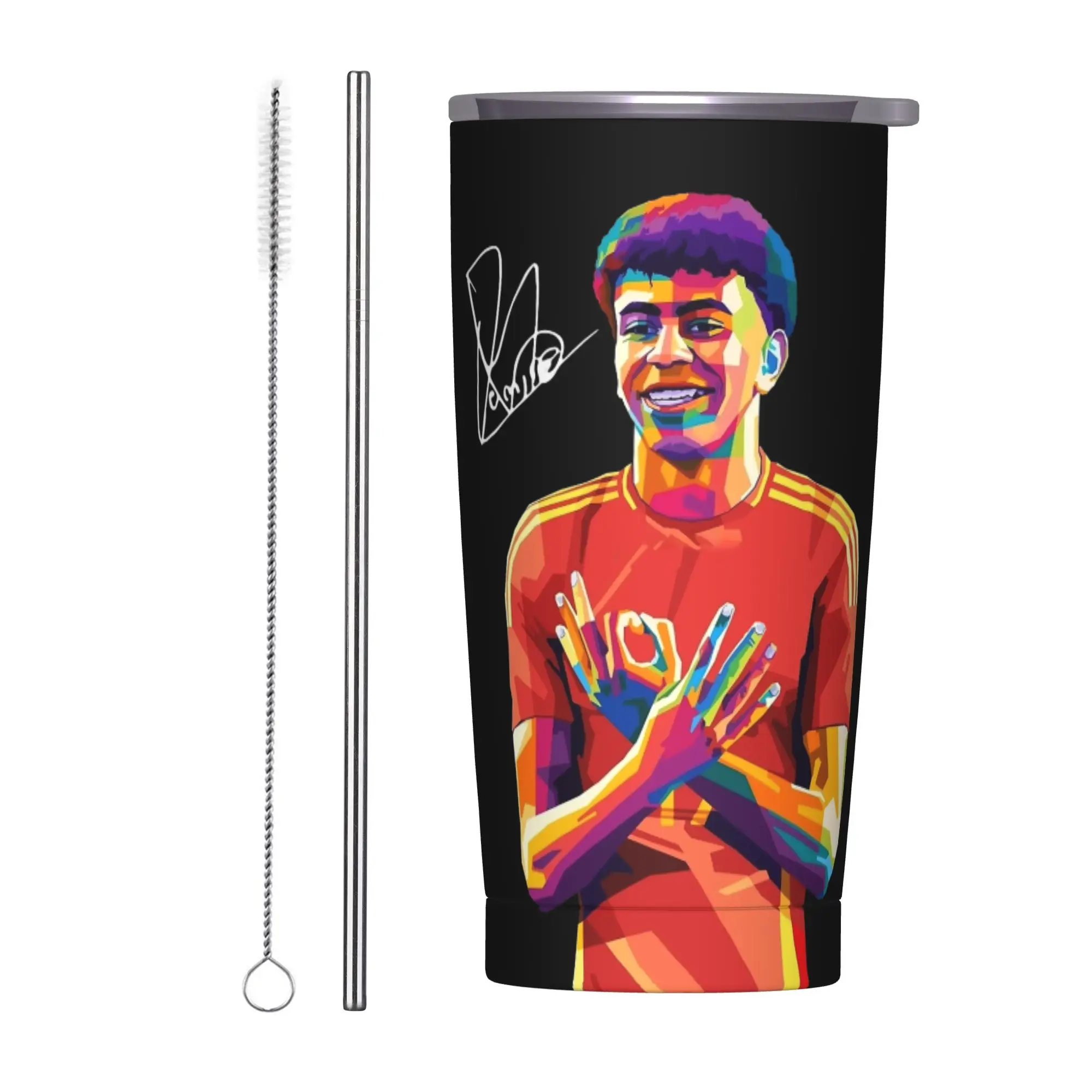 Lamine Y-Yamal Tumbler Vacuum Insulated Football Soccer Thermal Cup Vacuum Flask Double Wall Mugs Water Bottle, 20oz