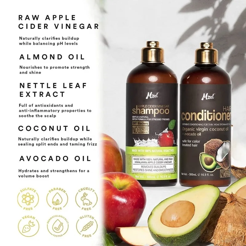 Shampoo Coconut Avocado Oil Conditioner Plant Essence Refreshing Fluffy Nourishing Softening and Improving Frizz Fork 500ml