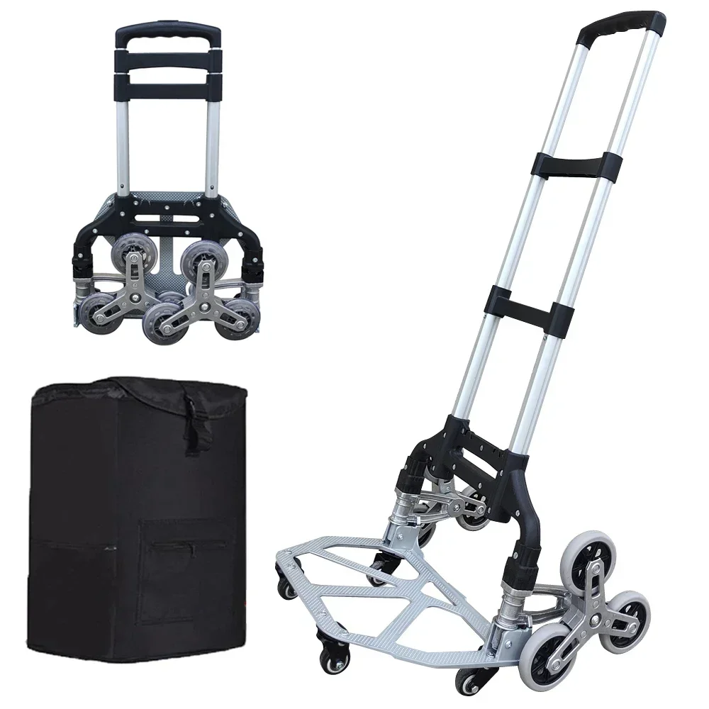 Used for goods, with 6 crystal wheels, 150KG all terrain stair climbing with bungee cord folding handcart