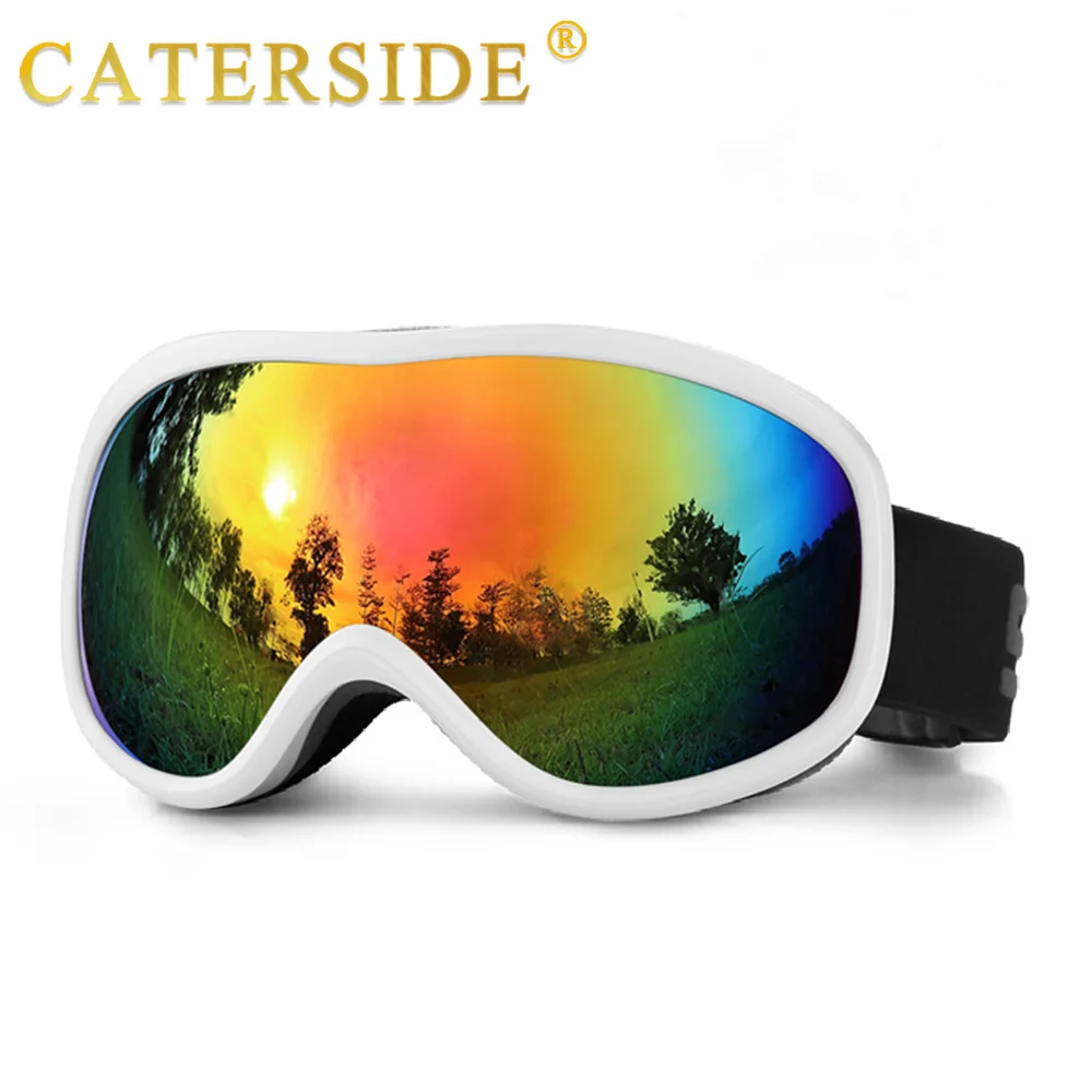 

CATERSIDE Новые ветрозащитные лыжные очки с двойными противотуманными линзами, защита от УФ-излучения UV400, для мужчин и женщин, зимние спортивные очки