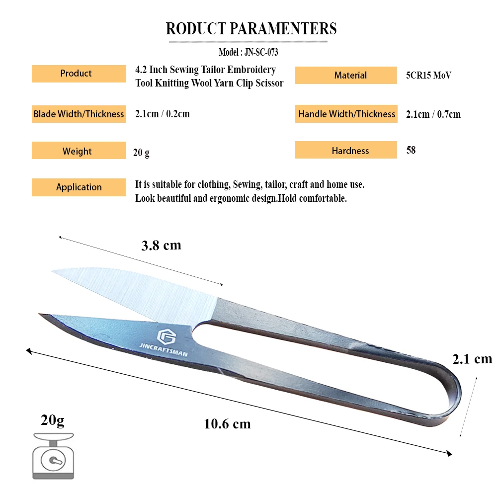 Jincraftsman®–3 Pieces 4.2 Inch Integrated Steel Clothing Sewing Tailor Embroidery Tool Knitting Wool Yarn Clip Scissor