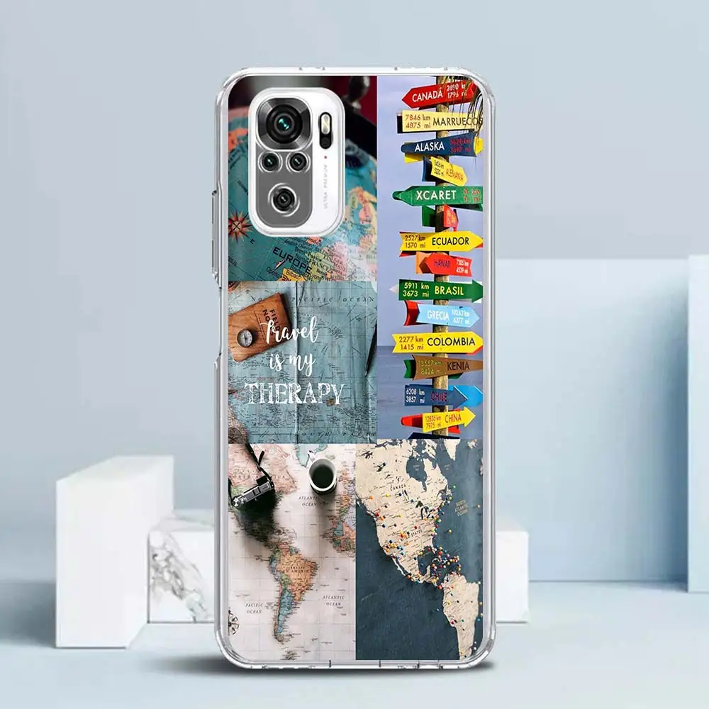 World Map Silicone Soft Silicone Phone Case For Xiaomi Redmi Note 14 13 12 12S 11 11S 11E Pro Plus 11T 10 10S + Cover Fundas Cas