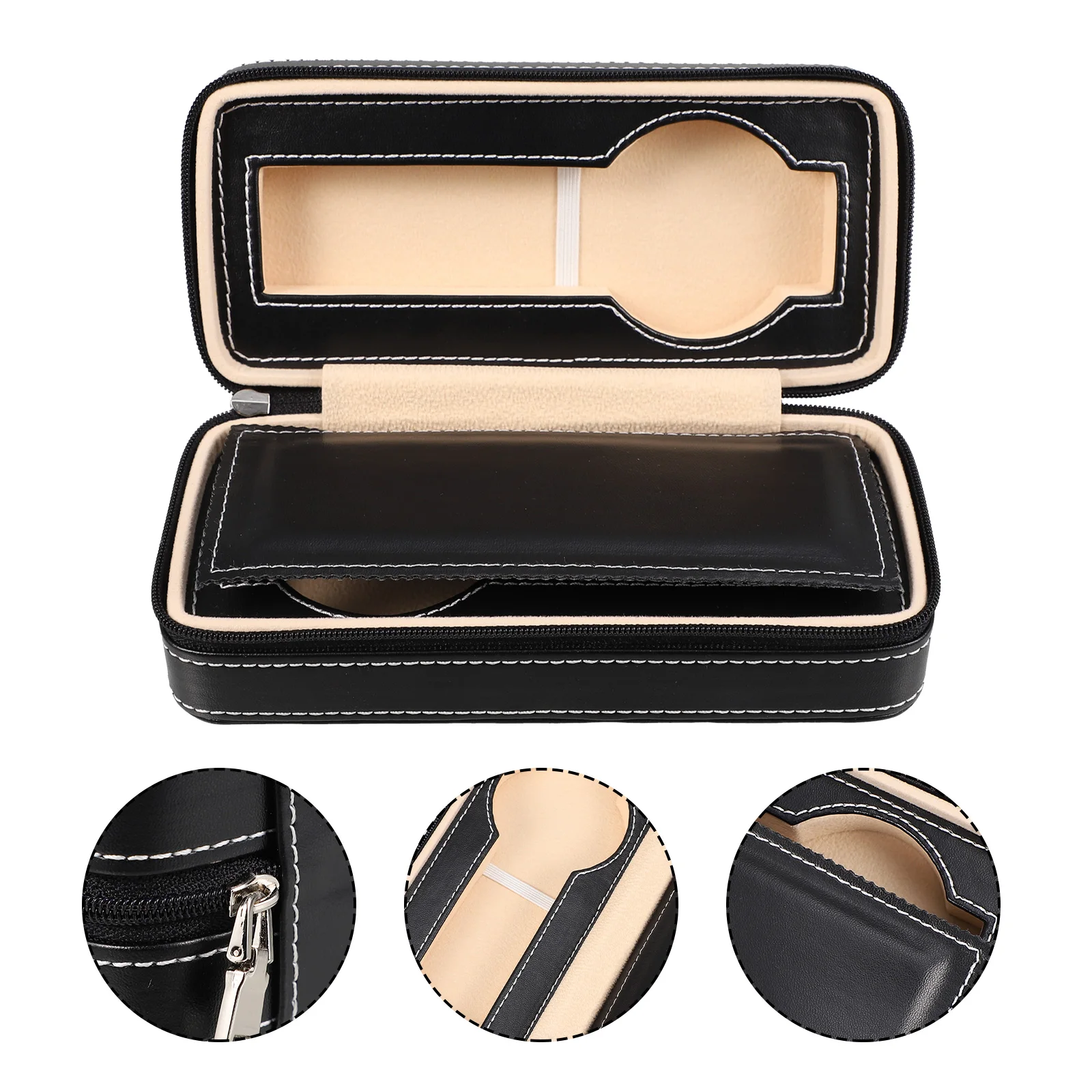 

1pc Vintage Display Box 2 Slots Premium Watch Storage Organizer Elegant Watch Holder For Watches Gift Packaging