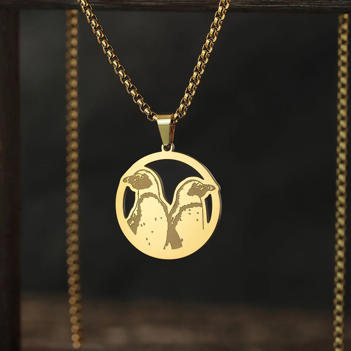 Kinitial Stainless Steel Penguin Necklace For Women Lovely Vivid Animal Penguin Pendant Necklace Trendy Jewelry