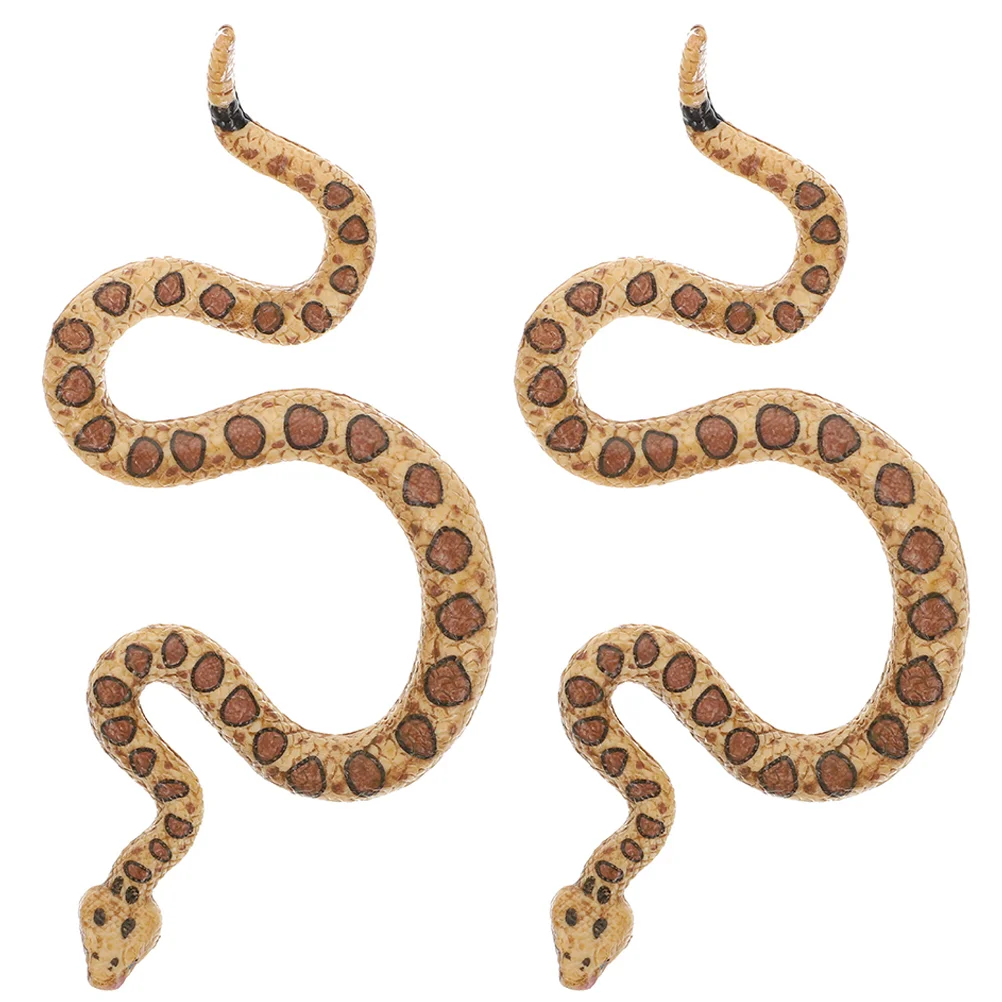 2 Pcs Solid Simulation Animal Model Crawling Snake (m-1606 Rattlesnake) 2pcs Figure Models Desktop Plastic Toy Child Toys