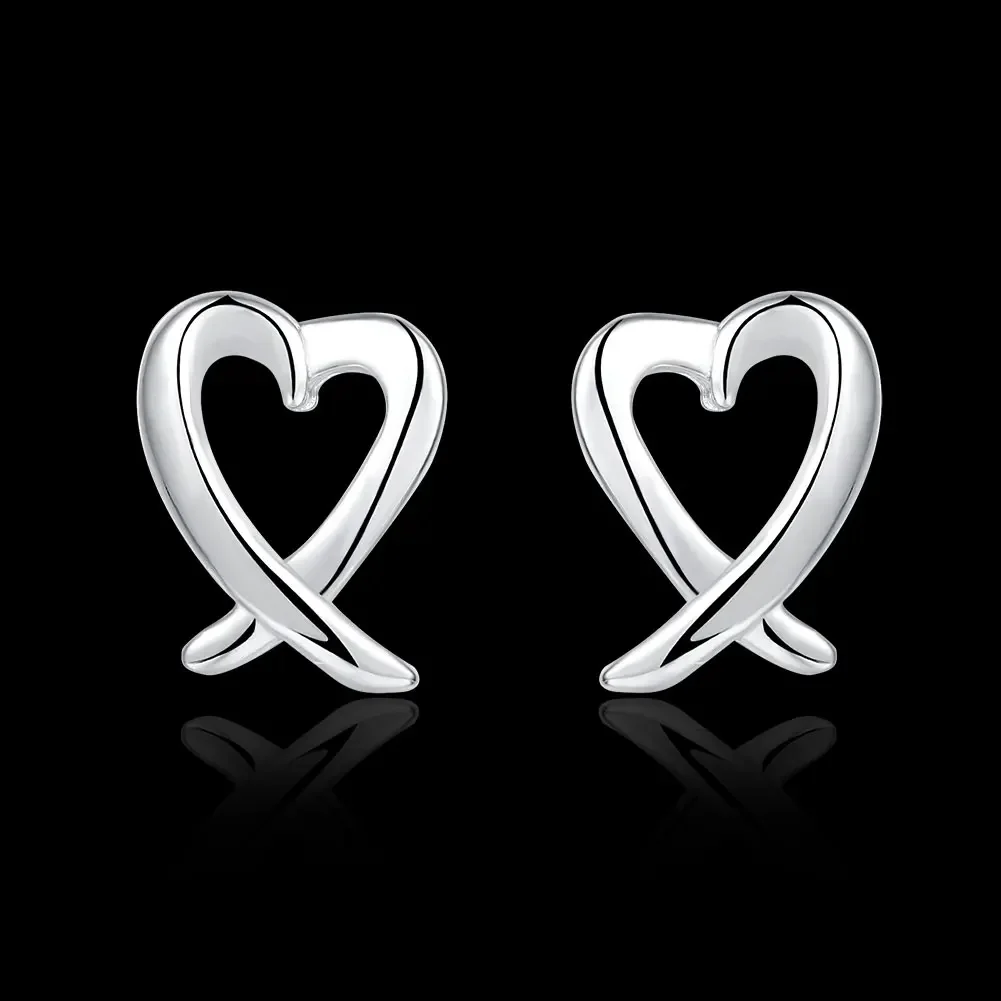 Wholesale 925 Sterling Silver Special heart Earrings stud for Women Fashion Party Wedding Accessories bar Jewelry Christmas Gift