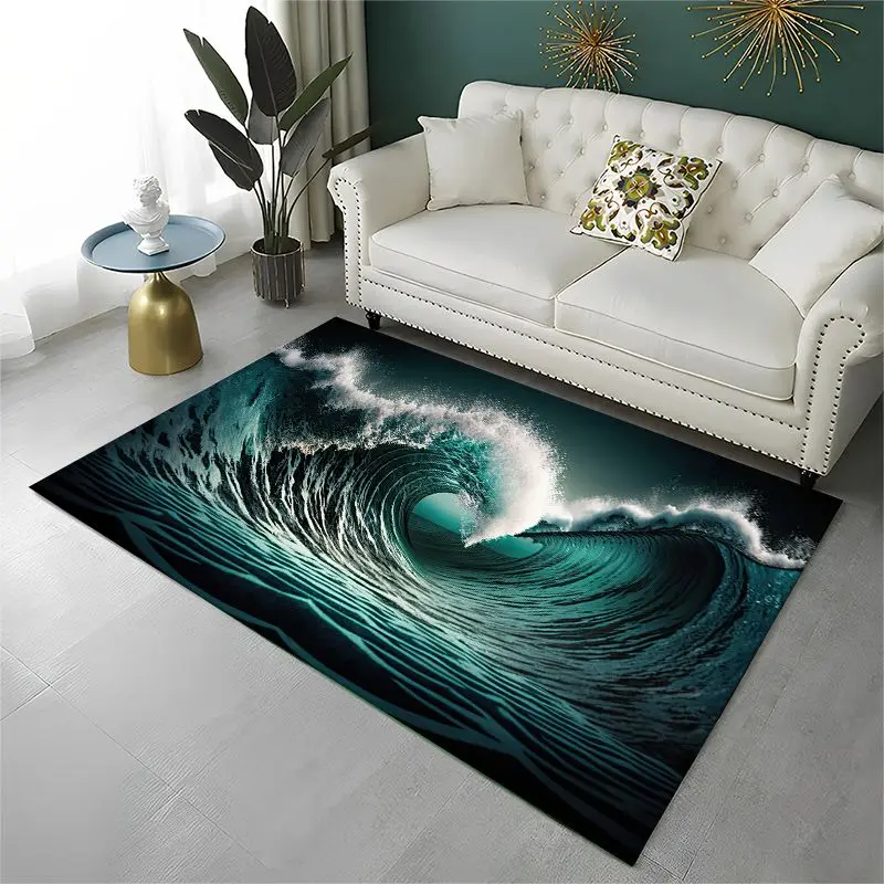 Nature Sea Wave Storm Seawater Large Area Rug Non-slip Durable Carpet for Bedroom Living Room Sofa Doormat Home Decor Floor Mat