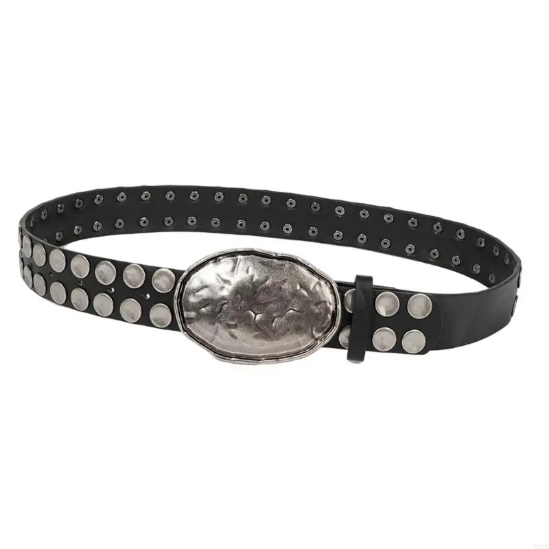 Edgy Punk Rock Women's Waist Belt For Jeans Hip Hop Charm PU Leather Adjustable Strap Y08E