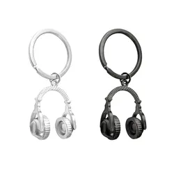 Llavero con auriculares de música para hombres y mujeres, llavero de guitarra con micrófono, llaveros de cantante, joyería hecha a mano DIY, regalos de fiesta, nuevo