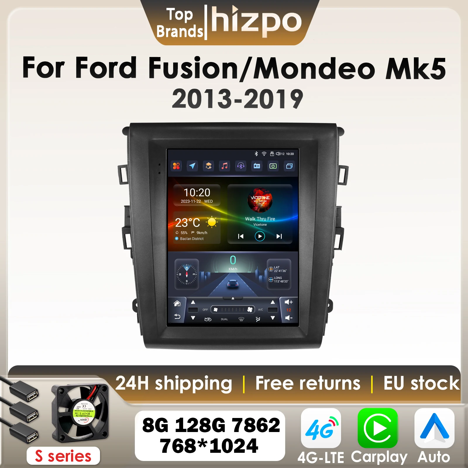 Hizpo 9,7 zoll Auto Radio Autoradio Für Ford Mondeo Mk5 Fusion 2013-2019 auto intelligente systeme Vertikale Bildschirm BT RDS DSP 7862