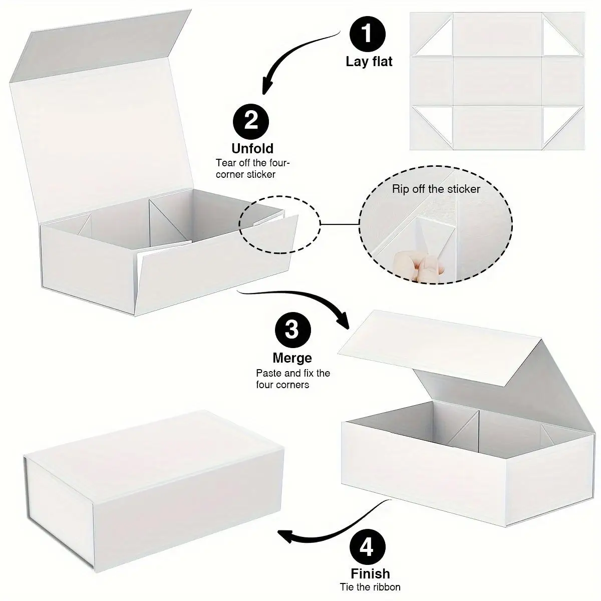 صندوق هدايا قابل للطي مع غطاء وشريط مغناطيسي، تصميم مستطيل 25.02X15.11X8.0 سم، مثالي لعيد الميلاد وأعياد الميلاد وحفلات الزفاف #1