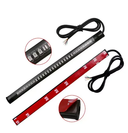 

HAOLIDE 1 set Flexible 48 LED Motorcycle Light Bar Strip Tail Turn Signal Tail Rear Brake Stop Bulb Lamp Brake Light 12V