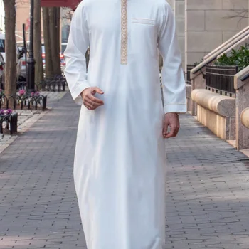 Robe de Luxe pour Homme Musulman Arabe, Vêtement à Manches s...