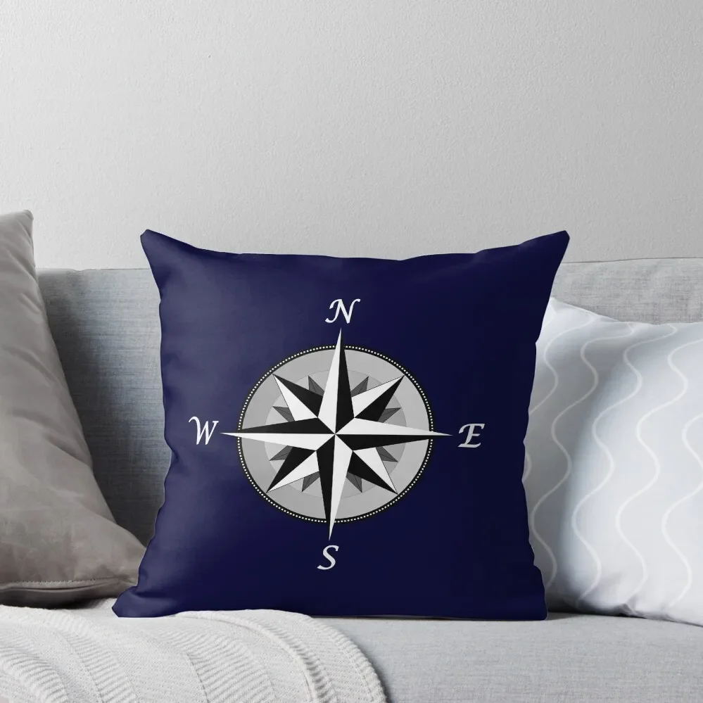 

Navy Blue Compass Rose Fancy Throw Pillow luxury covers pillow cover luxury ornamental pillows pillow