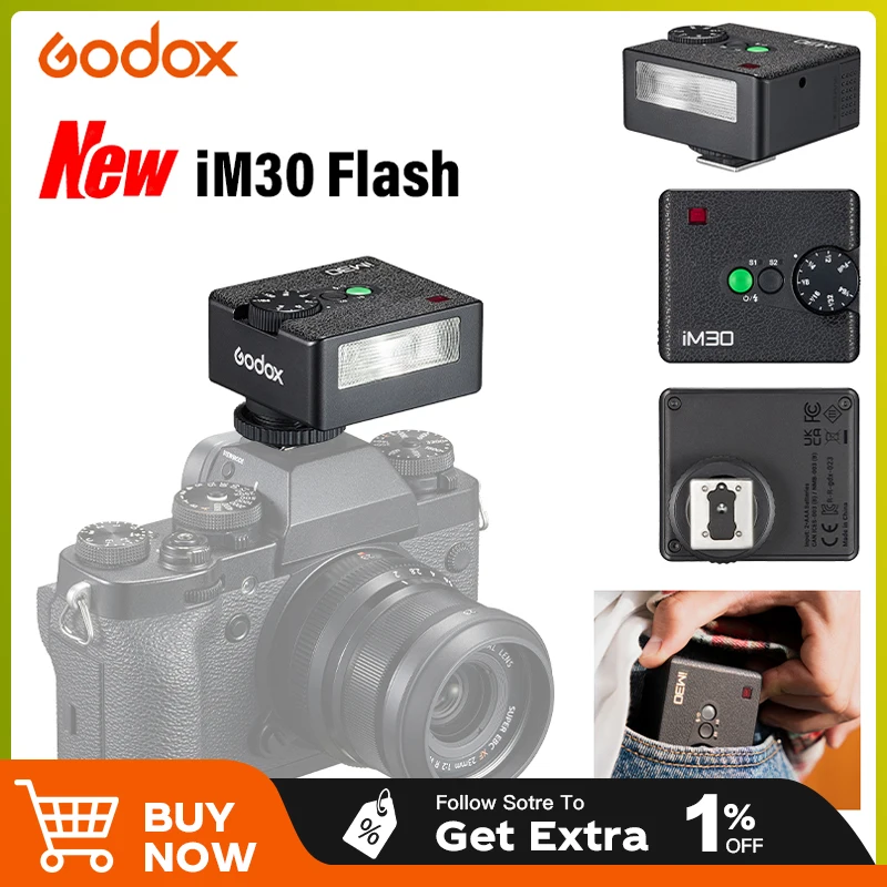 godox-im30ミニポータブルカメラフラッシュライト-canon-fuji-f1-230-sony-zv1-zve10-nikon-panasonic-olympus-pentax-ほとんどの一眼レフカメラ対応
