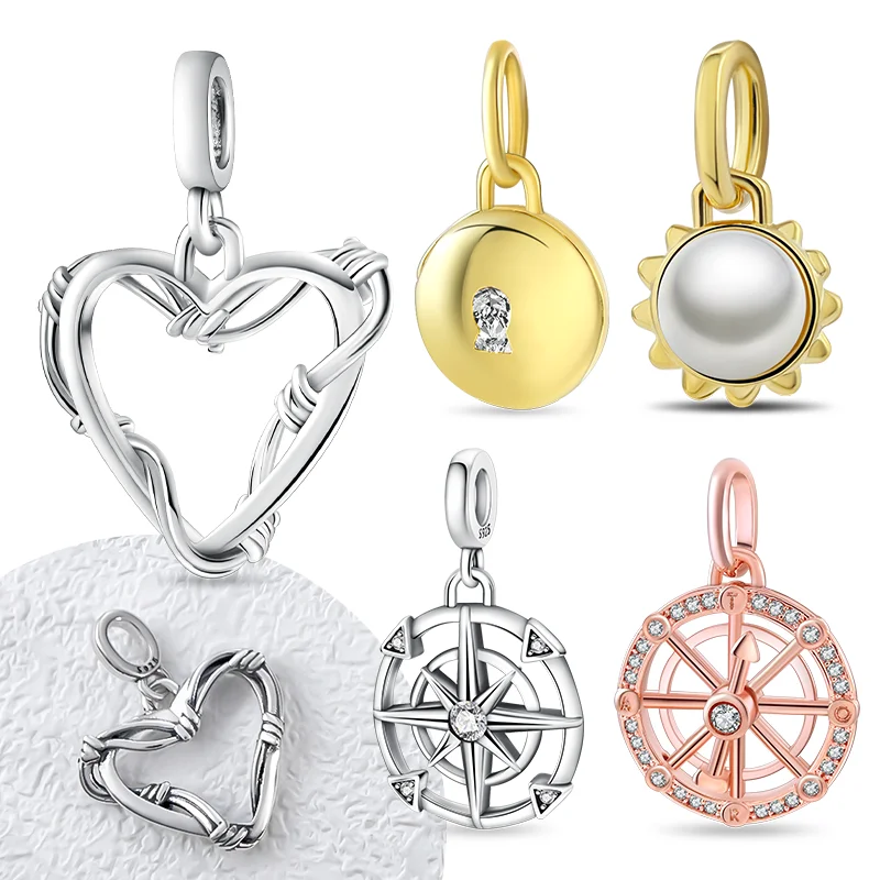 2025 Collection of Valentine's Day Gift Brand ME Wire Heart Medallion Dangle Charm Fit Women's Original Bracelets and Ne