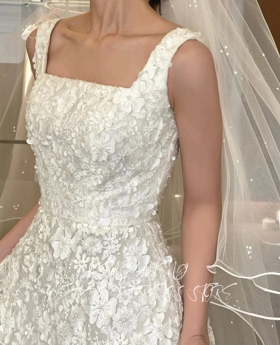 ZHUISHU 2026 Elegant Floral Appliques Wedding Dresses Wide Spaghetti Strap Prom Gowns Korea Bridal Dress Photos Shoot Customized