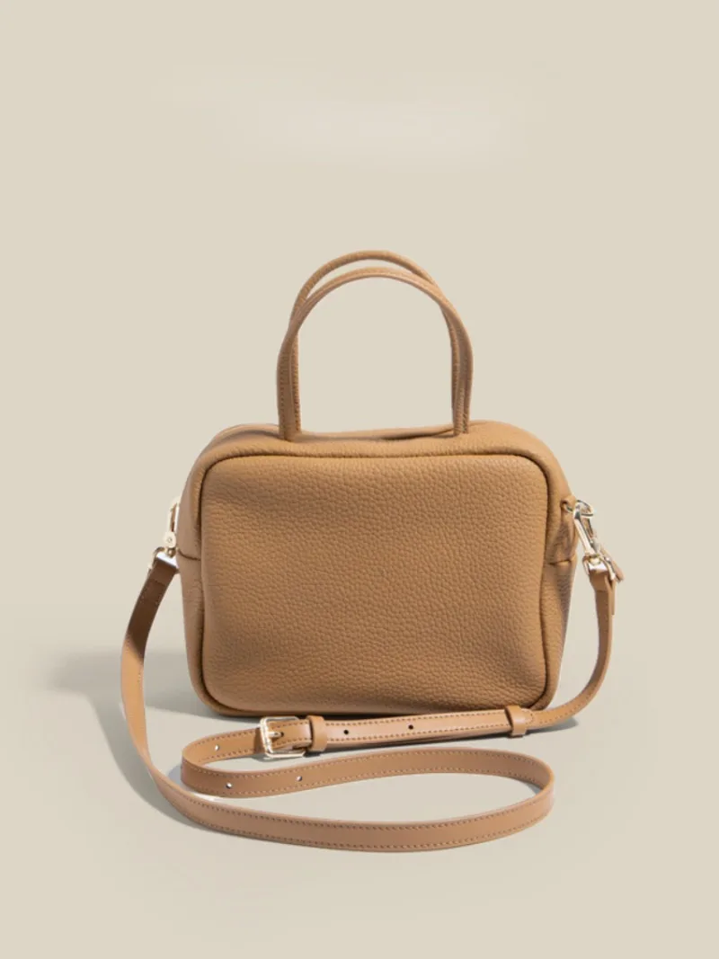 

All-match Square Commuter Exquisite Tofu Clutches Simple Solid Leather Texture Crossbody Bags New Cowhide Shoulder Bags Female