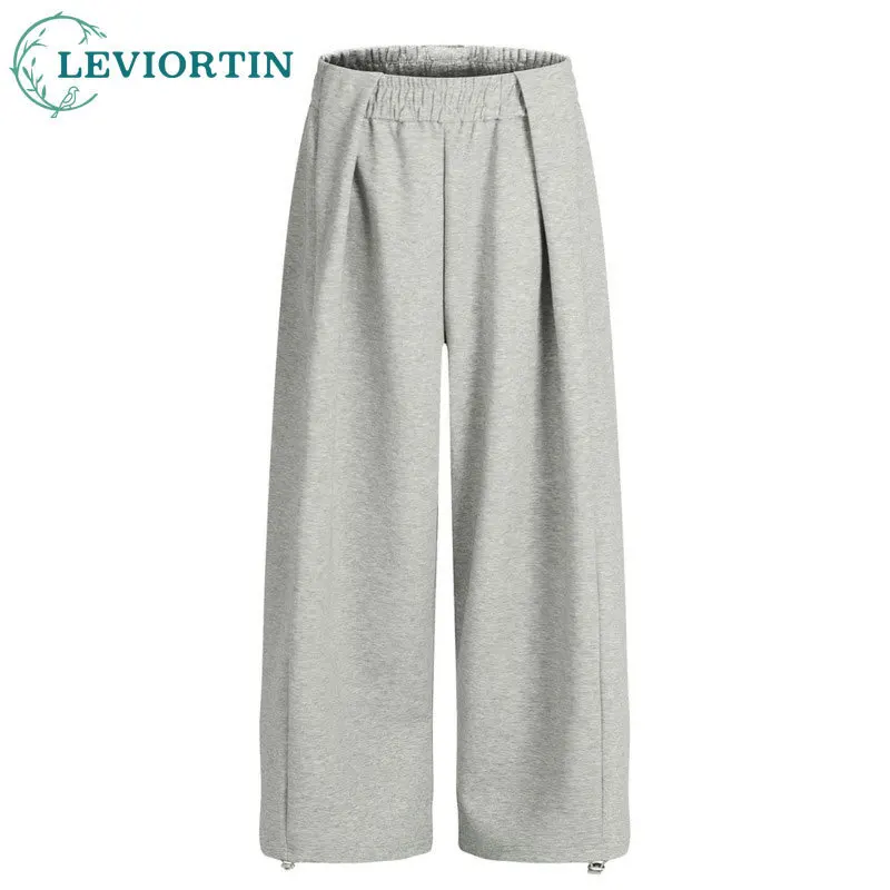 

Four season men's European and American fashion trend brand pleated design with a sense of drape, casual loose floor pants