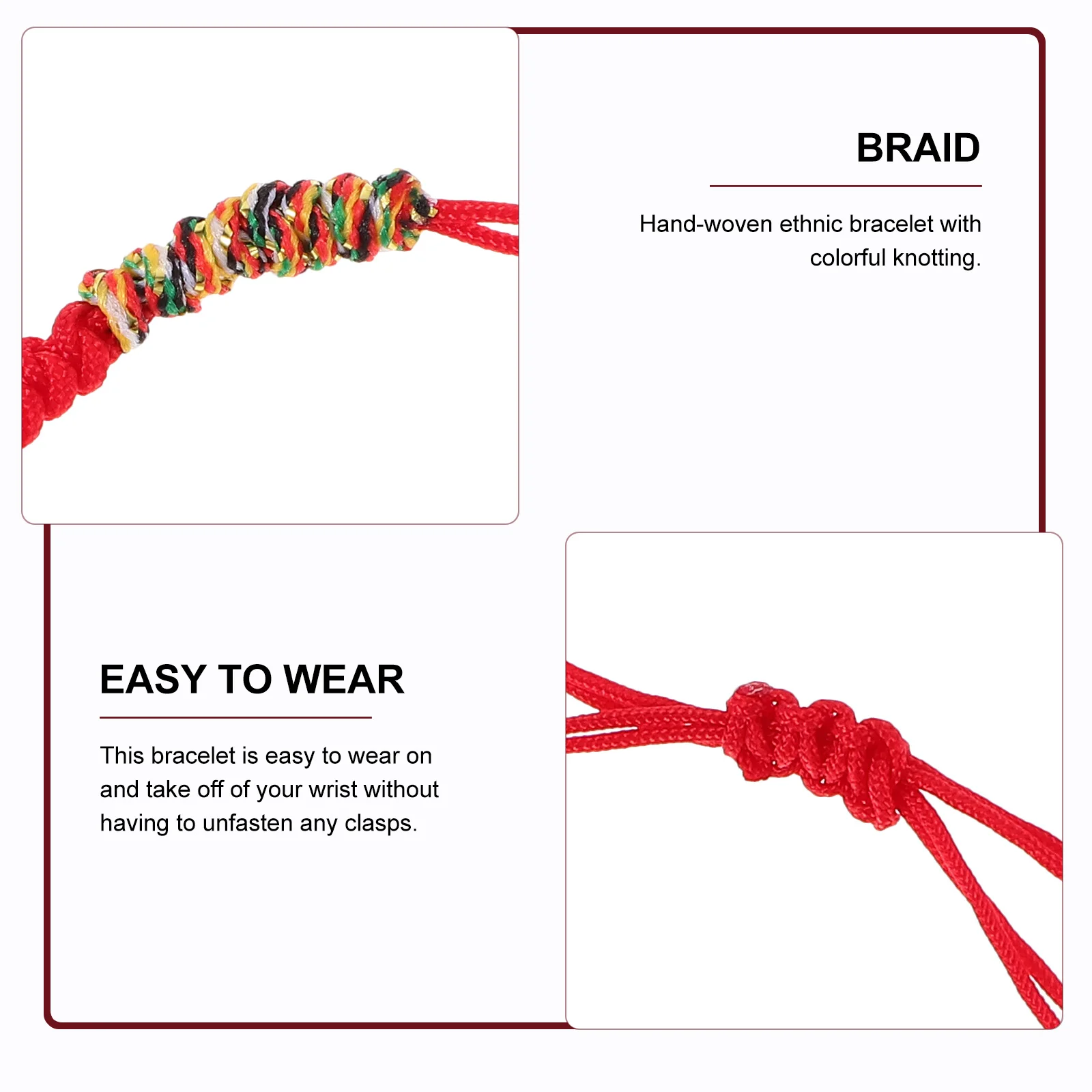 سلسلة حمراء منسوجة سوار قابل للتعديل عقدة سحر حبل سوار خفيفة الوزن المنسوجة يدويا حماية الحظ المعصم مجوهرات أنيقة