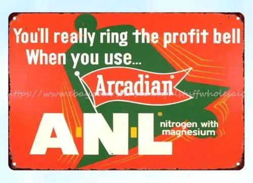 pub shop prints Arcadian A-N-L Fertilizer farm farming metal tin sign