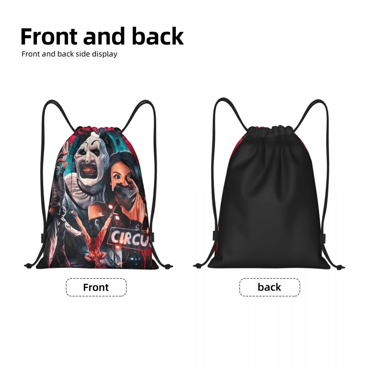 Terrifiers Circus Drawstring Bag Women Men Portable Gym Sports Sackpack Halloween Horror Movie Training Backpacks