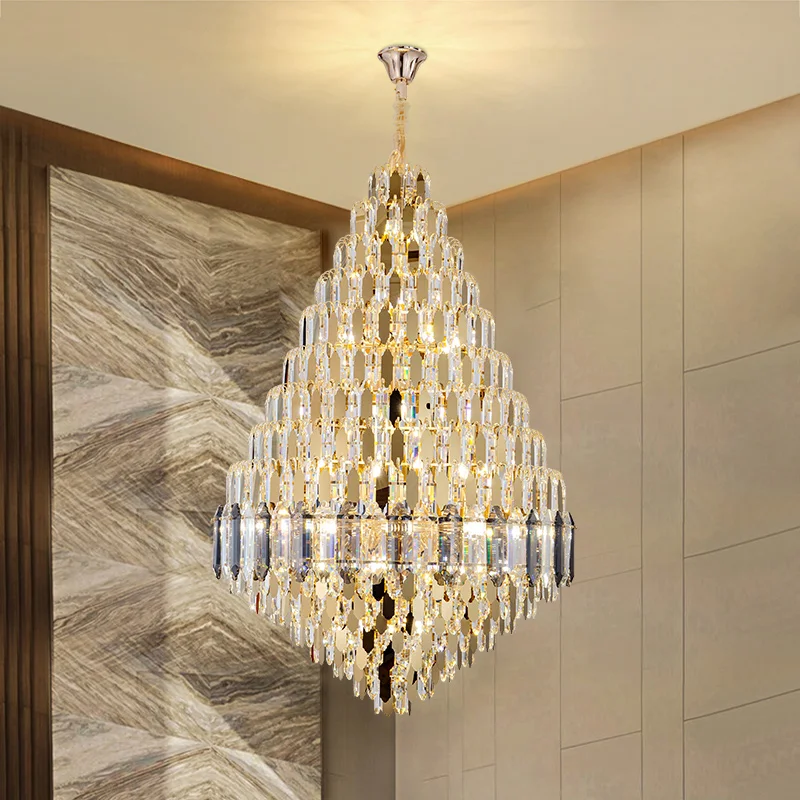 Grand Chandelier Villa Hall Light Jump-storey Duplex Building Hotel Lobby Restaurant Light Luxury Crystal Pendant Light