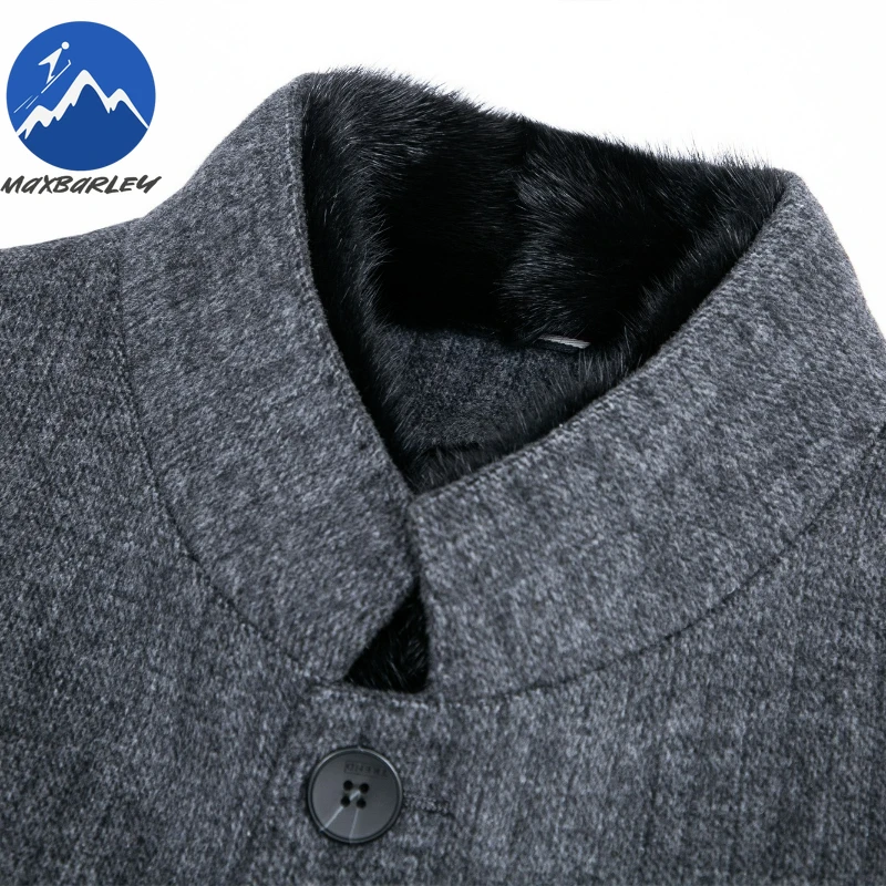 Maxbarley Winter Woolen Coat Men Fashion Detachable Down Jacket Fur Collar Warm Overcoat Korean Designer Double-sided Wool Coat