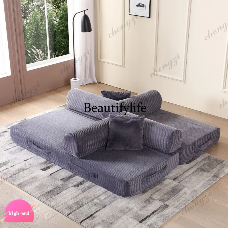 D1089 high-density sponge compression sofa small apartment three-person corduroy sofa bed living room